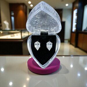Holiday Glam Pear Cut Stud Earrings Sparkly Silver Gift NYE Coquette Jewelry
